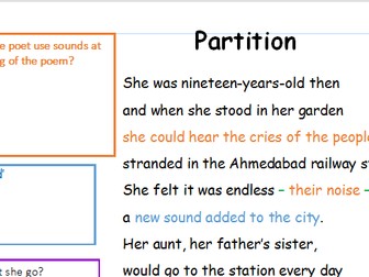 Partially Annotated Poem - Partition - SUJATA BHATT