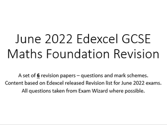 Foundation GCSE Maths 2022 Revision Paper 1F 6 SETS