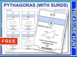 Pythagoras with Surds (Treasure Hunt)