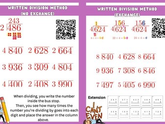 Division Pack. Bus stop method. Primary Aged content