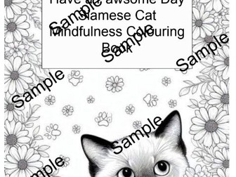 Siamese Cat A4 Mindfulness Colouring Pages