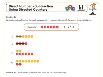 Negative Numbers  - Directed number – subtraction using directed counters