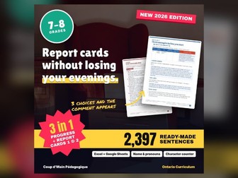 Ontario Report Card Comments Generator Grades 7-8 | Bank + Learning Skills