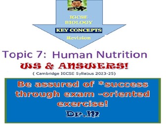 Human nutrition -IGCSE WS with answer key