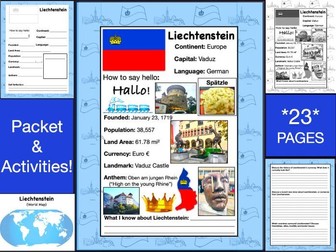 LIECHTENSTEIN History & Geography, Travel The World Worksheet