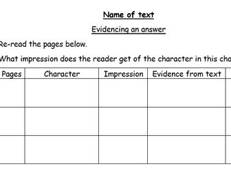 Guided Reading SATs-style question templates