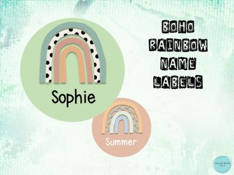 Editable Boho Rainbow Name Labels