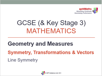 apt4Maths: PowerPoint (Lesson 1 of 10) on Symmetry, Transformations & Vectors - LINE SYMMETRY