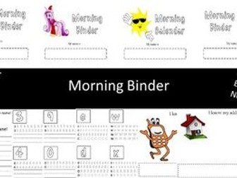 Morning Binder - Kindergarten / Special Educational Needs