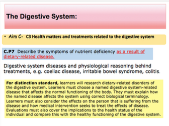BTEC Applied Science  Unit 8 Assignment C  M2,  D2 content digestive system disorders: