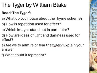 Edexcel iGCSE Poetry: The Tyger