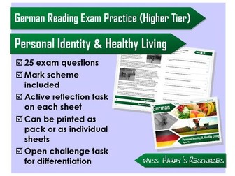 GCSE German - Reading Question Pack - Personal Identity & Healthy Living - AQA/OCR/Edexcel/iGCSE/WJE