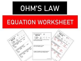 Ohm's Law Equation Worksheet