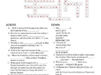 Black History Month Inspiring Quotes Crossword