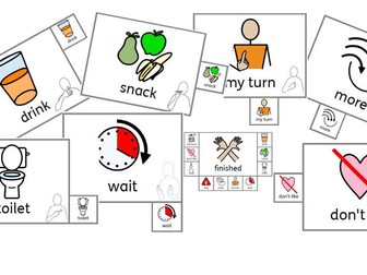 Tabbed lanyard Core Classroom words Widgit and Makaton