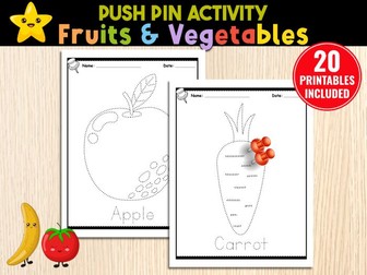 Fruits & Vegetables Push Pin Poke Art, Fine Motor Activity | Poke a Picture