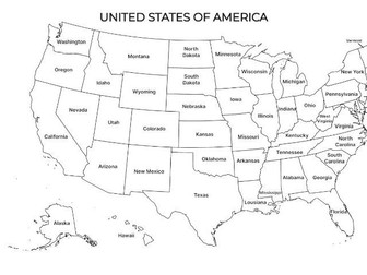 Blank & Colored United States Map with and without State Names
