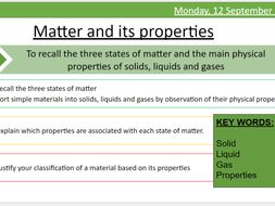 KS3 Chemistry Year 7 - Matter and its properties - Chemistry Term 1 ...