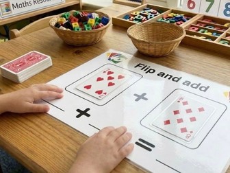 Playing cards flip and add