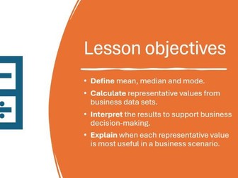 Representative Values in Business (Mean, Mode, Median)