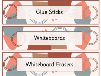 Classroom drawer labels / name labels - muted geometric pattern
