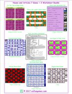 Nouns and Articles 7 Game Plus 2 Worksheet Bundle