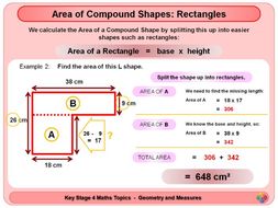 how to work out area of compound shapes from rectangles