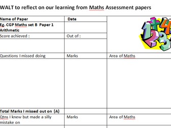 Y5/Y6   ASSESSMENT /SATS revision -Paper Reflection Grids- UPDATED   Maths/ Reading/Grammar Papers