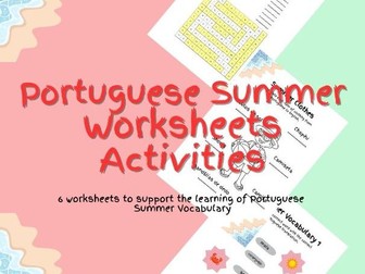 Portuguese Summer Worksheets Activity