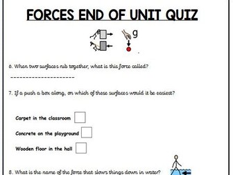 Forces end of unit quiz