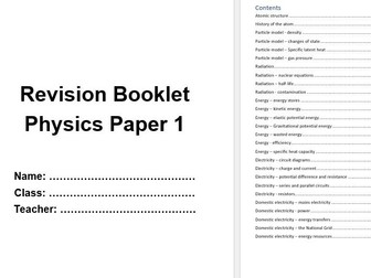 AQA GCSE combined science physics paper 1 revision booklet