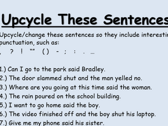 Upleveling Sentences - Punctuation/VCOP