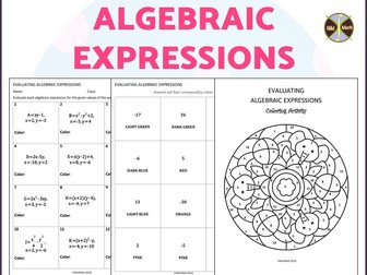Evaluating Algebraic Expressions - Challenging Color by Code