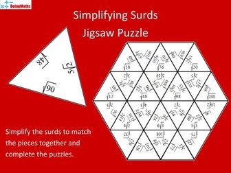 Simplifying Surds Tarsia Jigsaw Puzzle - Maths