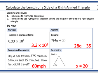 Pythagoras: Calculate the Shorter Side of a Right-Angled Triangle