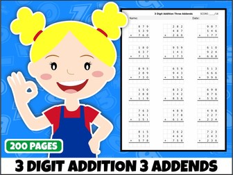 3-Digit Addition with Three Addends Worksheets | 200 Printable Worksheets | Years 3–4 Maths