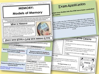 Models of Memory - Year 1 Memory - AQA A level Psychology