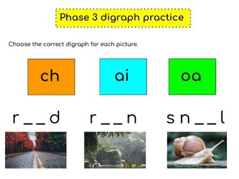 Phase 3 digraph worksheets