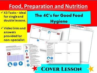 KS3 Food Cover Work - The 4C's for Good Food Hygiene