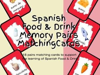 Spanish Food & Drink Themed Matching Memory Pairs Cards