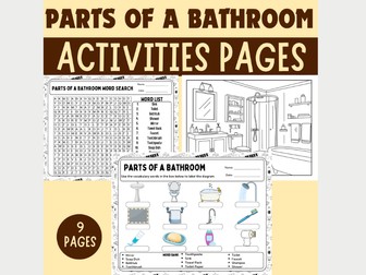 Parts of a Bathroom: Labeling Diagram, Word Search, Coloring Pages | Vocabulary