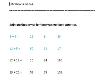 KS1 Differentiated Estimation worksheet
