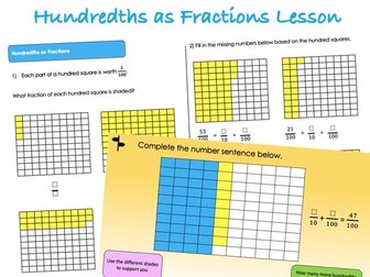 Year 4 Decimals - Hundredths as Fractions Lesson
