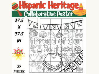 Proud of Our Heritage: Hispanic Heritage Month Collaborative Coloring Poster