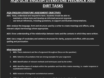 AQA GCSE English Literature Formative Feedback