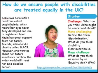 Disability Discrimination+  The Equality Act (MACS Charity Lesson)