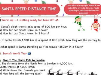 KS3 Christmas Speed, Distance & Time Worksheet – Santa’s World Tour