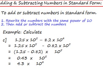 Adding & Subtracting Numbers in Standard Form