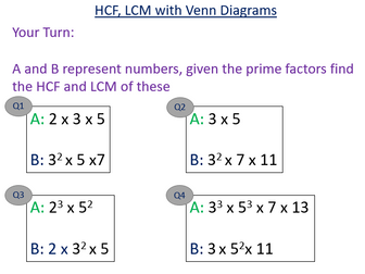 Prime Factor Decomposition with Venn Diagram Challenge