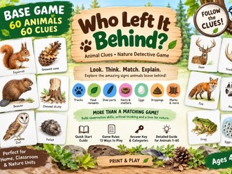 Animal Tracks & Signs Nature Detective Game — 60 Printable Animal